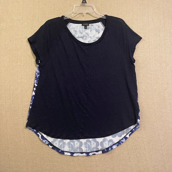 Talbots Blouse Women's Medium Blue Pullover Short Sleeves - Picture 1 of 12